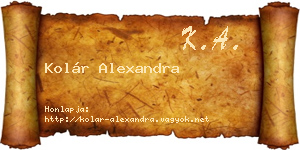 Kolár Alexandra névjegykártya